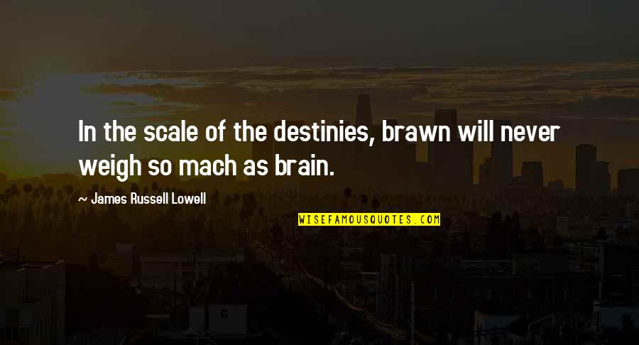 Brain And Brawn Quotes By James Russell Lowell: In the scale of the destinies, brawn will