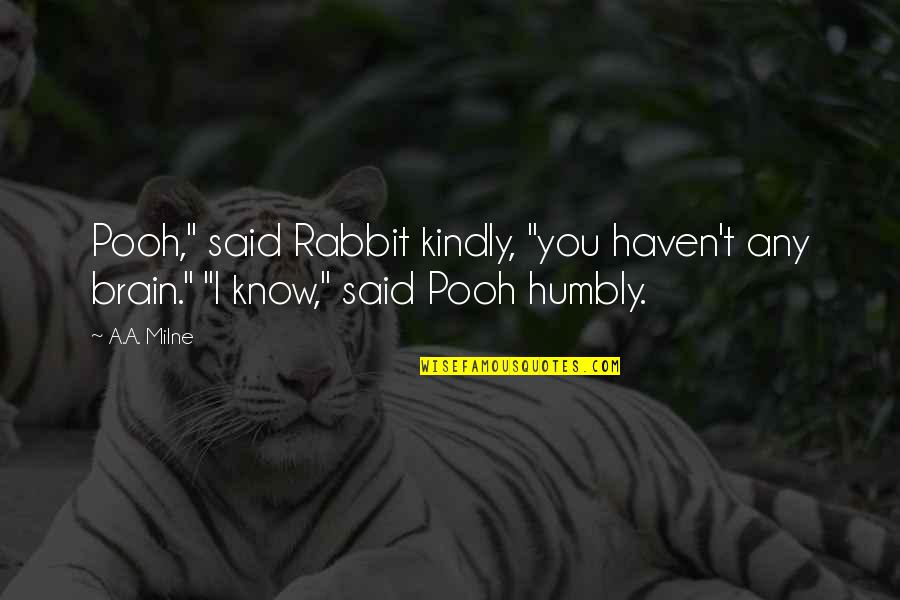 Brain And Humor Quotes By A.A. Milne: Pooh," said Rabbit kindly, "you haven't any brain."