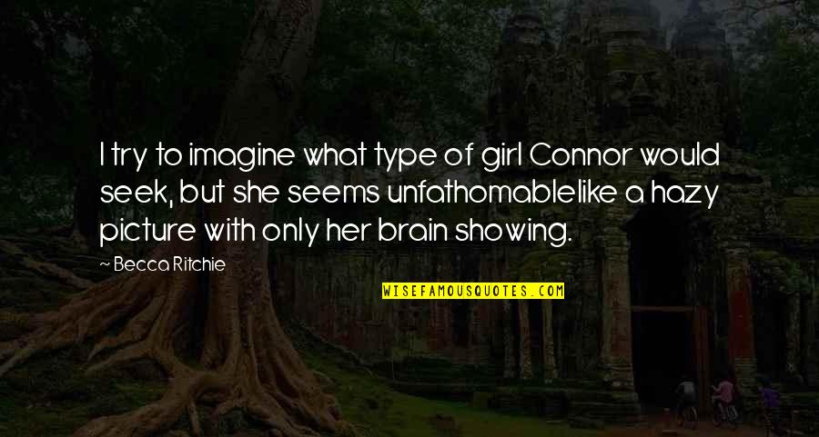 Brain And Humor Quotes By Becca Ritchie: I try to imagine what type of girl