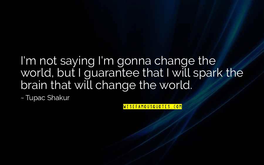 Brain And Music Quotes By Tupac Shakur: I'm not saying I'm gonna change the world,