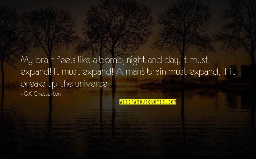Brain And Universe Quotes By G.K. Chesterton: My brain feels like a bomb, night and