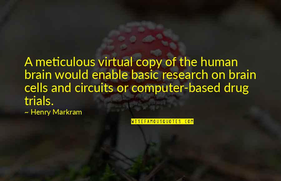 Brain Cells Quotes By Henry Markram: A meticulous virtual copy of the human brain