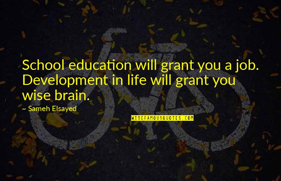 Brain Development Quotes By Sameh Elsayed: School education will grant you a job. Development