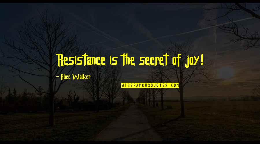Brain Not Functioning Quotes By Alice Walker: Resistance is the secret of joy!