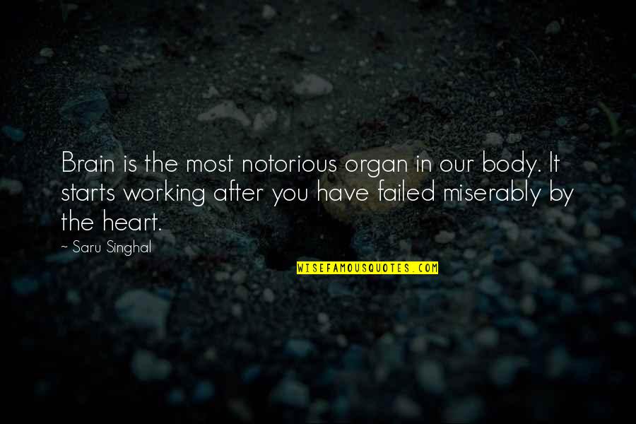 Brain Not Working Quotes By Saru Singhal: Brain is the most notorious organ in our