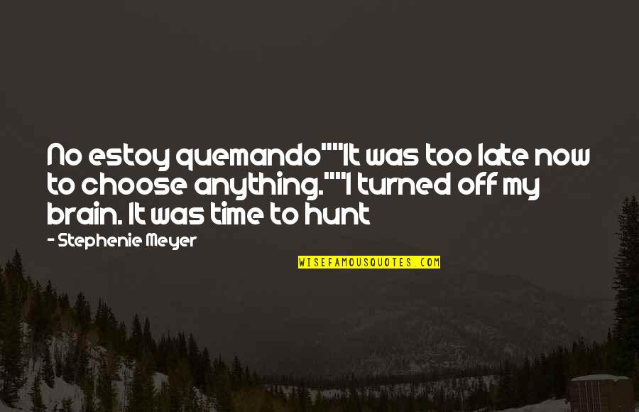 Brain Quotes By Stephenie Meyer: No estoy quemando""It was too late now to