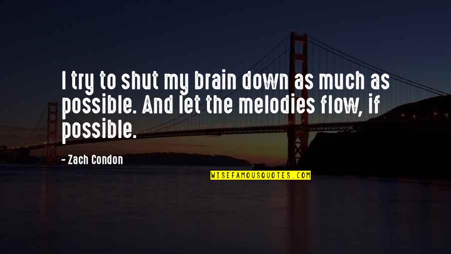 Brain Shut Down Quotes By Zach Condon: I try to shut my brain down as