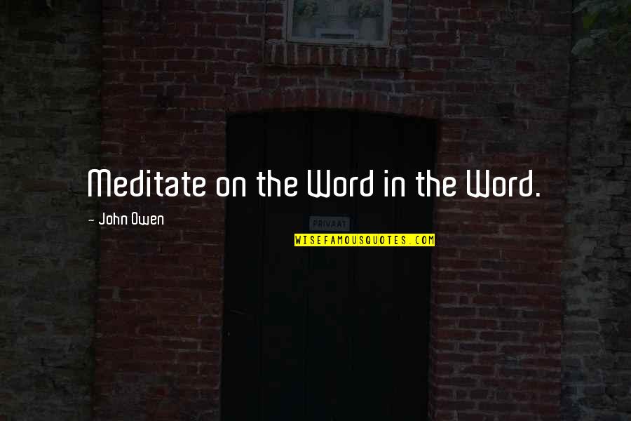 Brain Twister Quotes By John Owen: Meditate on the Word in the Word.