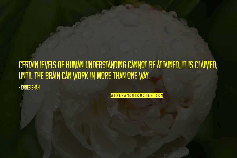 Brain Work Quotes By Idries Shah: Certain levels of human understanding cannot be attained,