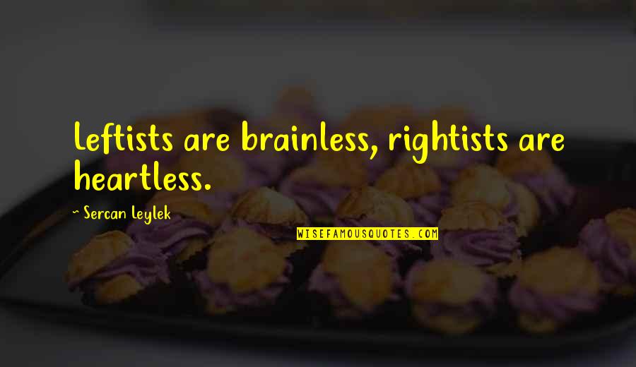 Brainless Quotes By Sercan Leylek: Leftists are brainless, rightists are heartless.