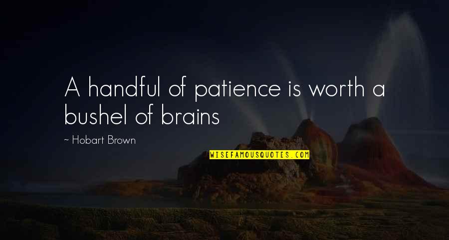 Brains&self Quotes By Hobart Brown: A handful of patience is worth a bushel