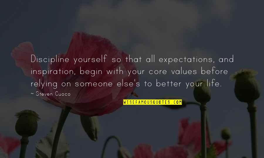 Brainy Inspirational Life Quotes By Steven Cuoco: Discipline yourself so that all expectations, and inspiration,