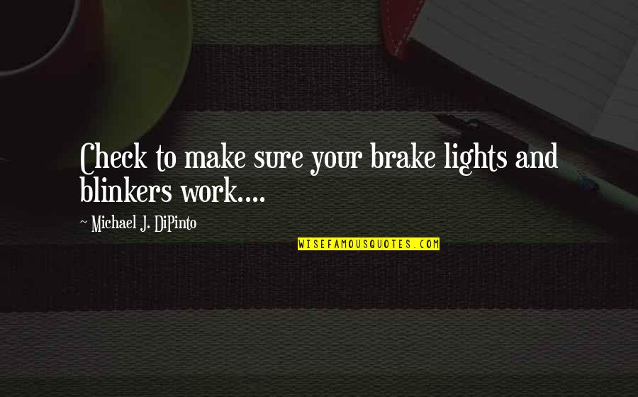 Brake Quotes By Michael J. DiPinto: Check to make sure your brake lights and
