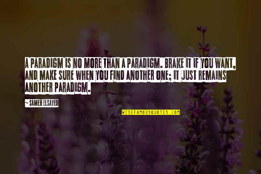 Brake Up Quotes By Sameh Elsayed: A paradigm is no more than a paradigm.