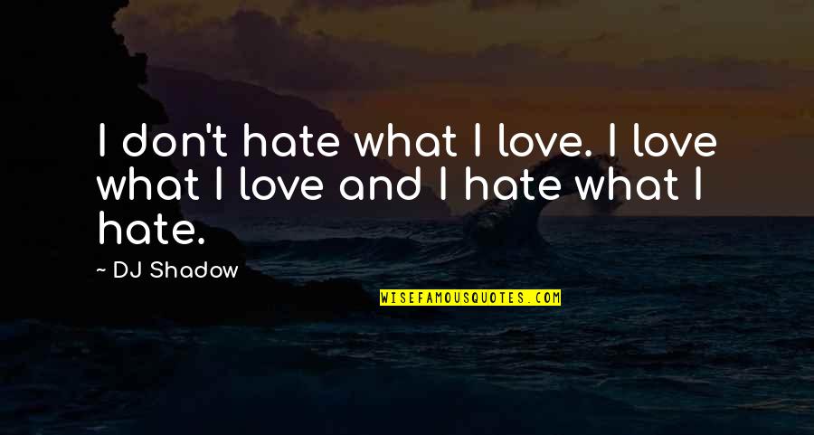 Brakhage Mothlight Quotes By DJ Shadow: I don't hate what I love. I love