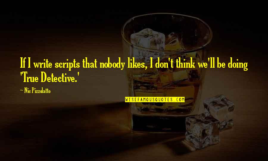 Braldu River Quotes By Nic Pizzolatto: If I write scripts that nobody likes, I