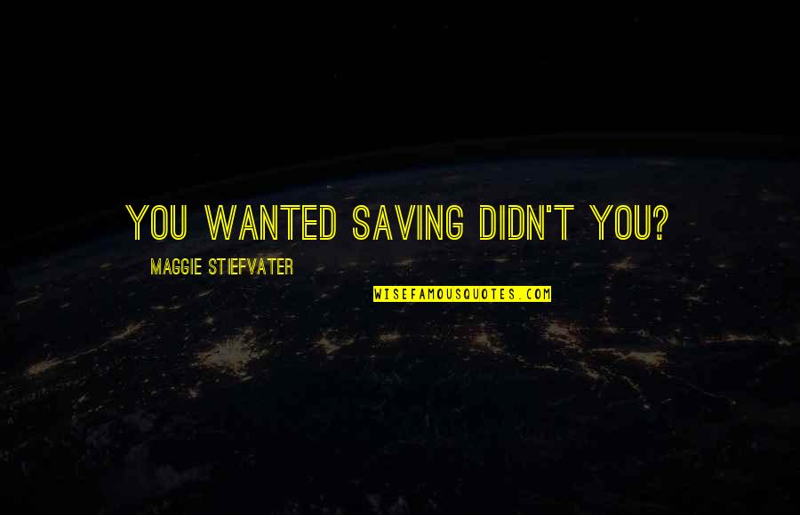 Bramblebush Quotes By Maggie Stiefvater: you wanted saving didn't you?