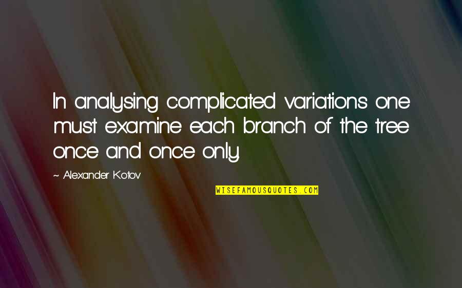 Branch Quotes By Alexander Kotov: In analysing complicated variations one must examine each