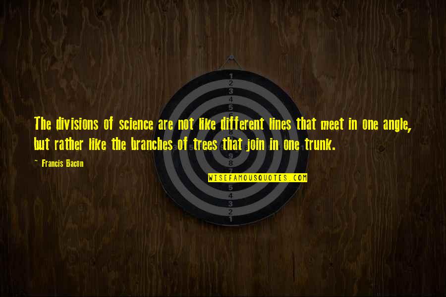 Branches Of Tree Quotes By Francis Bacon: The divisions of science are not like different