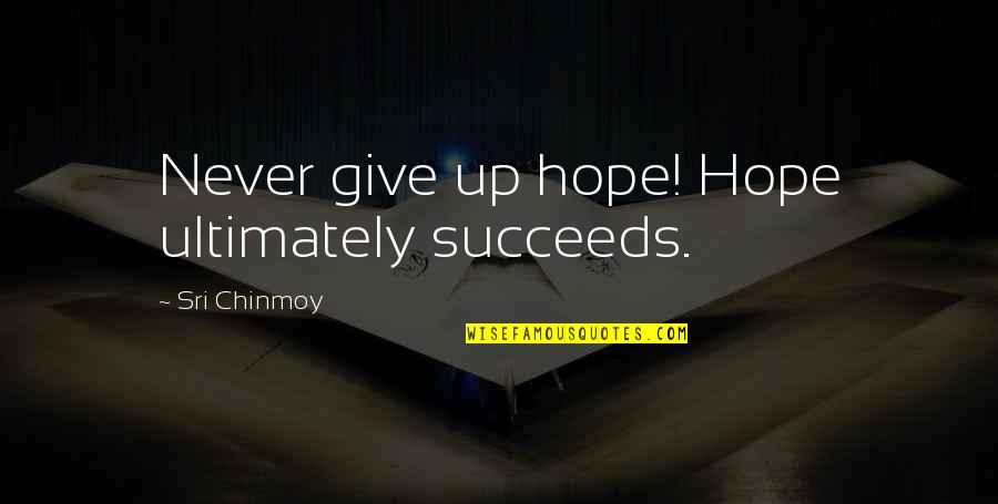 Brancos Feios Quotes By Sri Chinmoy: Never give up hope! Hope ultimately succeeds.