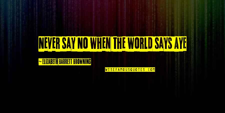 Brand Management Quotes By Elizabeth Barrett Browning: Never say No when the world says Aye
