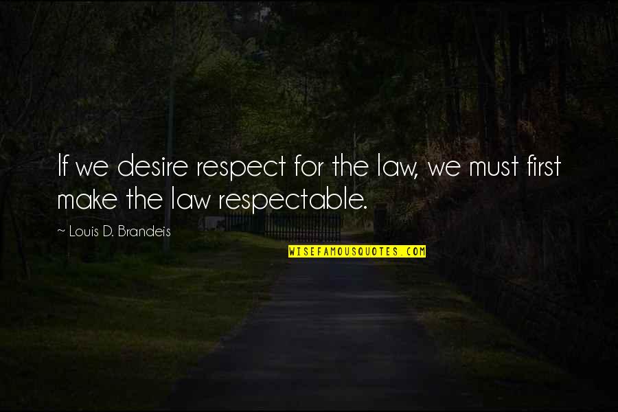 Brandeis Louis Quotes By Louis D. Brandeis: If we desire respect for the law, we
