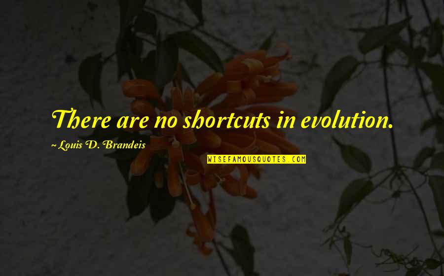 Brandeis Quotes By Louis D. Brandeis: There are no shortcuts in evolution.