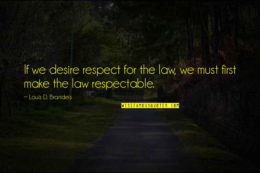 Brandeis Quotes By Louis D. Brandeis: If we desire respect for the law, we