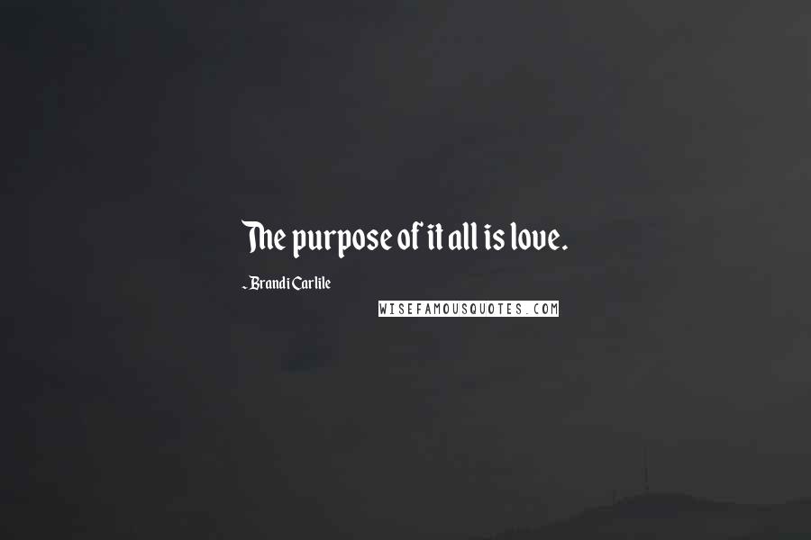 Brandi Carlile quotes: The purpose of it all is love.