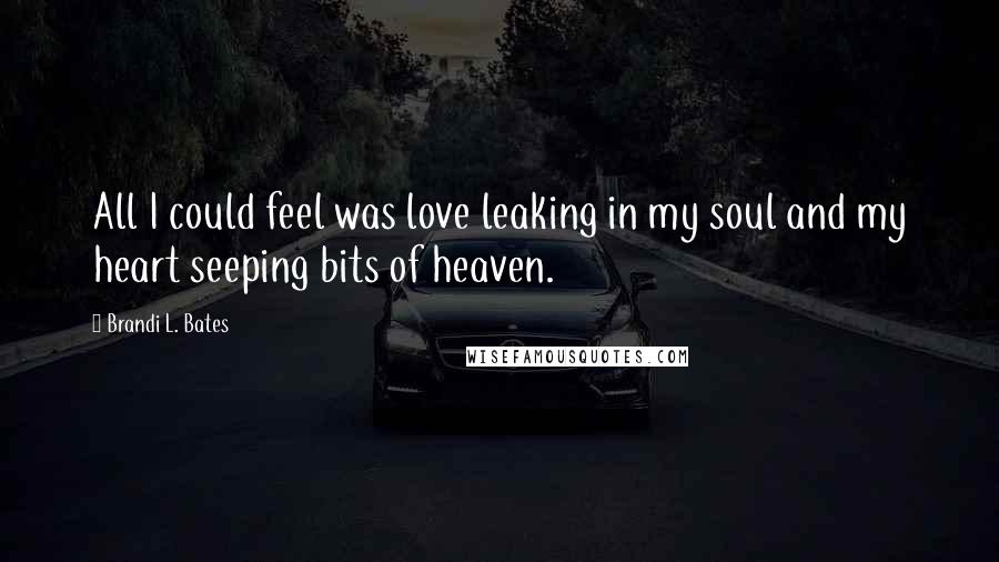 Brandi L. Bates quotes: All I could feel was love leaking in my soul and my heart seeping bits of heaven.