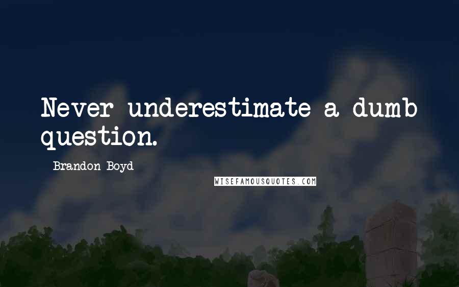 Brandon Boyd quotes: Never underestimate a dumb question.