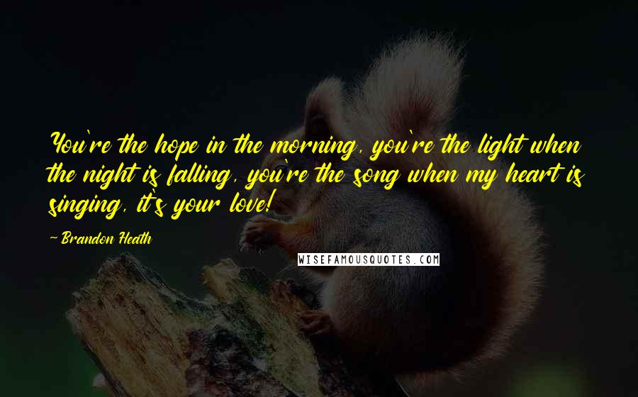 Brandon Heath quotes: You're the hope in the morning, you're the light when the night is falling, you're the song when my heart is singing, it's your love!
