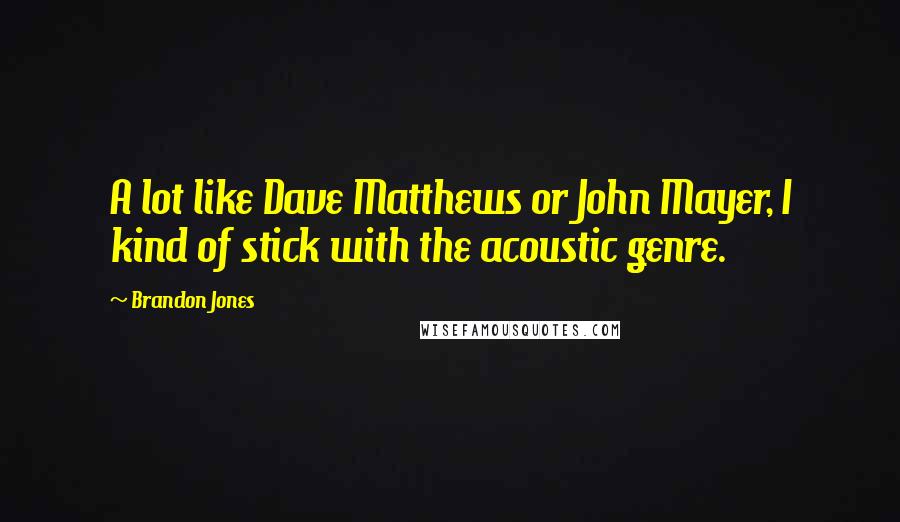 Brandon Jones quotes: A lot like Dave Matthews or John Mayer, I kind of stick with the acoustic genre.