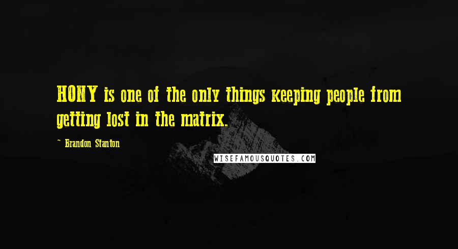 Brandon Stanton quotes: HONY is one of the only things keeping people from getting lost in the matrix.