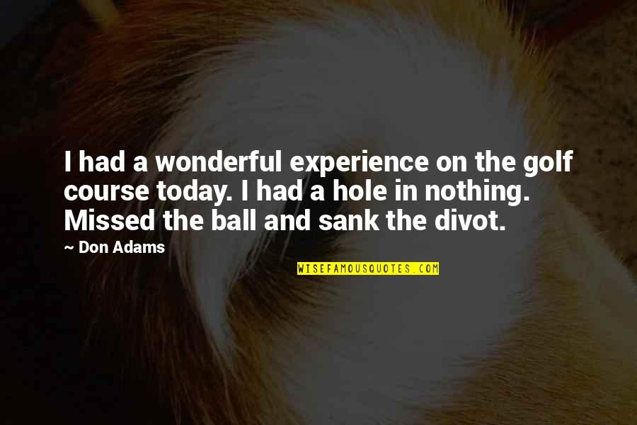 Brandrup Consulting Quotes By Don Adams: I had a wonderful experience on the golf