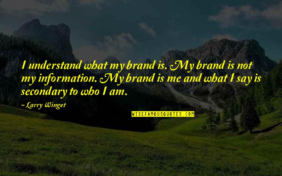 Brands And Their Quotes By Larry Winget: I understand what my brand is. My brand