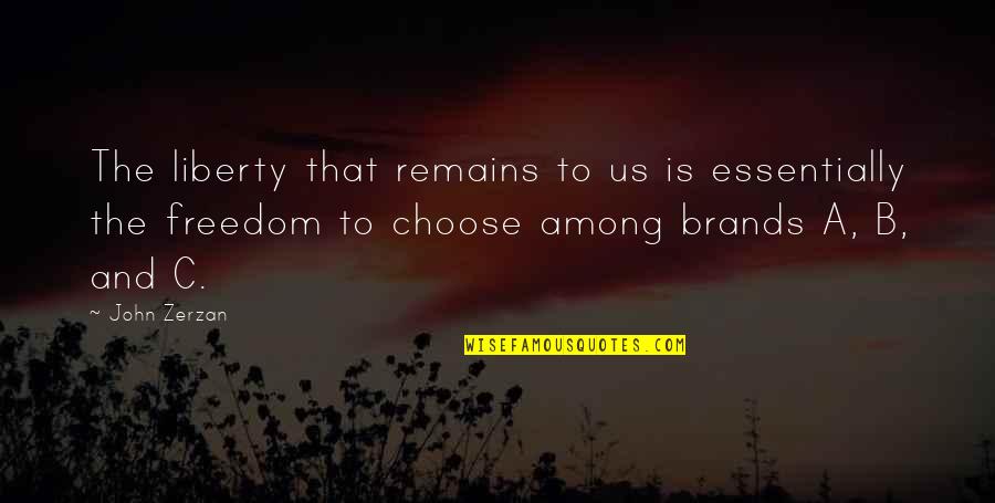 Brands Quotes By John Zerzan: The liberty that remains to us is essentially