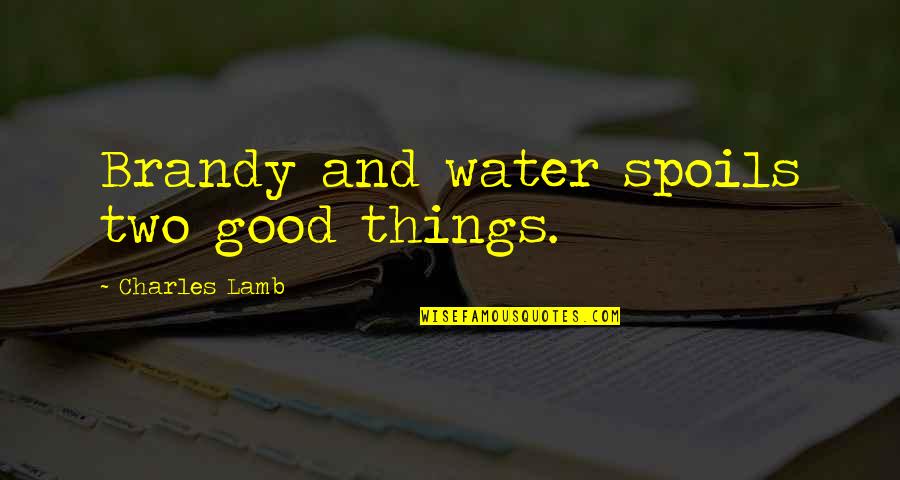 Brandy Quotes By Charles Lamb: Brandy and water spoils two good things.