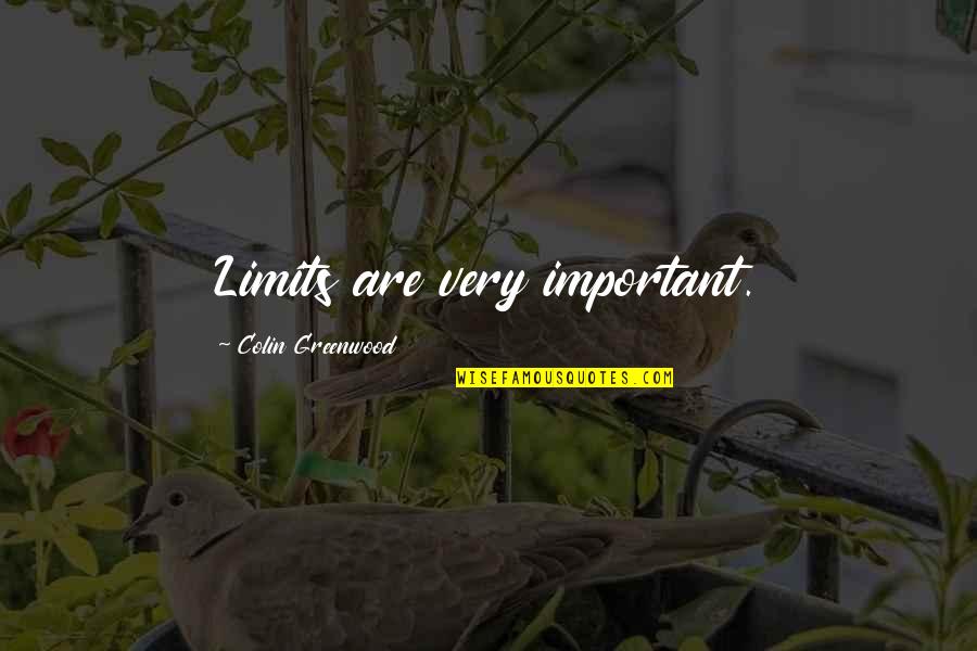 Brangus Association Quotes By Colin Greenwood: Limits are very important. Brangus Association Quotes By Colin Greenwood: Limits are very important.