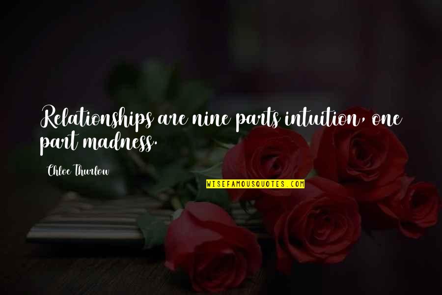 Branksome Quotes By Chloe Thurlow: Relationships are nine parts intuition, one part madness. Branksome Quotes By Chloe Thurlow: Relationships are nine parts intuition, one part madness.