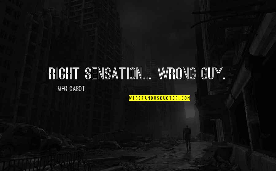 Branny Chapter Quotes By Meg Cabot: Right sensation... wrong guy. Branny Chapter Quotes By Meg Cabot: Right sensation... wrong guy.