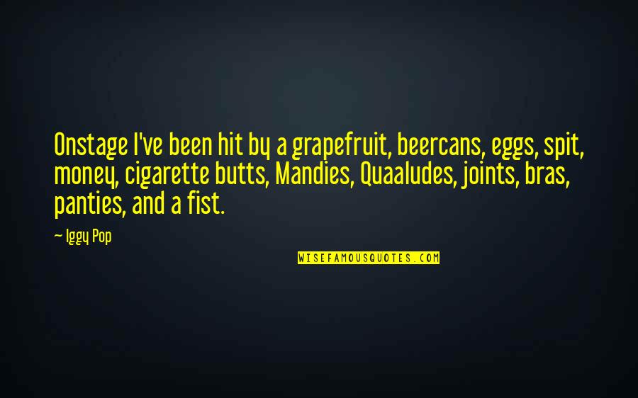 Bras And Panties Quotes By Iggy Pop: Onstage I've been hit by a grapefruit, beercans,