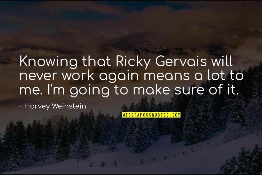Brasileir O Quotes By Harvey Weinstein: Knowing that Ricky Gervais will never work again
