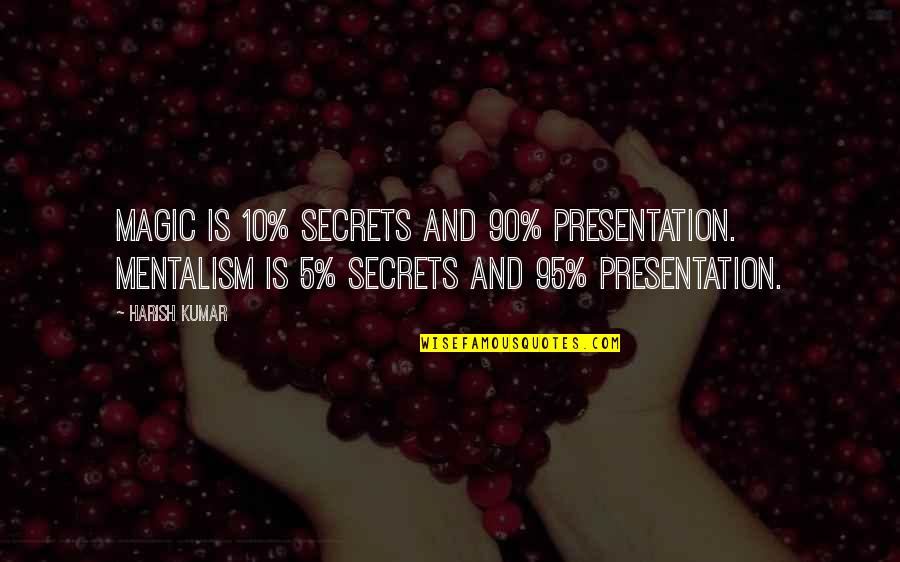 Brath Quotes By Harish Kumar: Magic is 10% secrets and 90% presentation. Mentalism