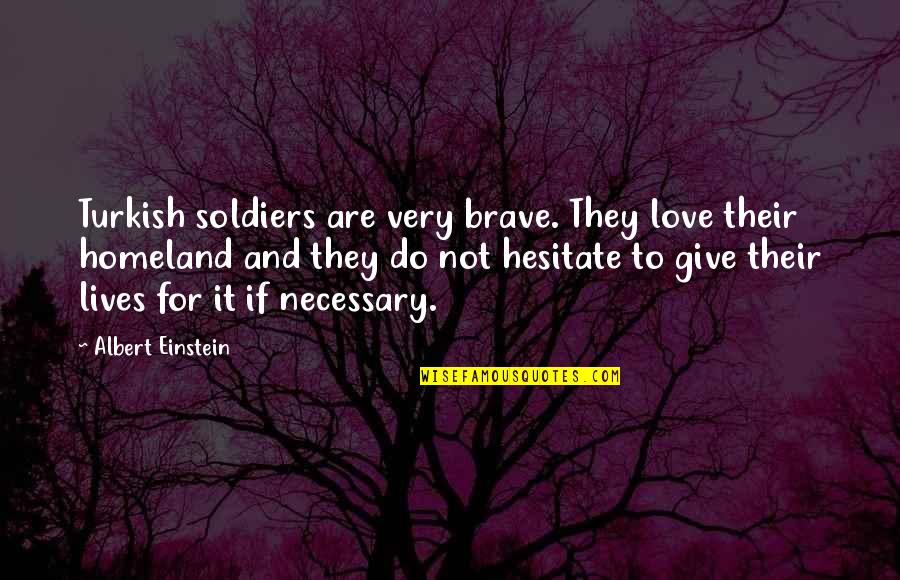 Brave Soldier Quotes By Albert Einstein: Turkish soldiers are very brave. They love their