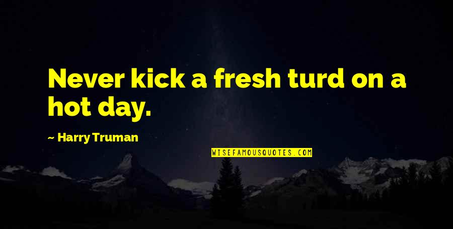 Bravoure Synonyme Quotes By Harry Truman: Never kick a fresh turd on a hot