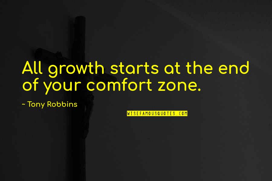 Brawling Woman Quotes By Tony Robbins: All growth starts at the end of your
