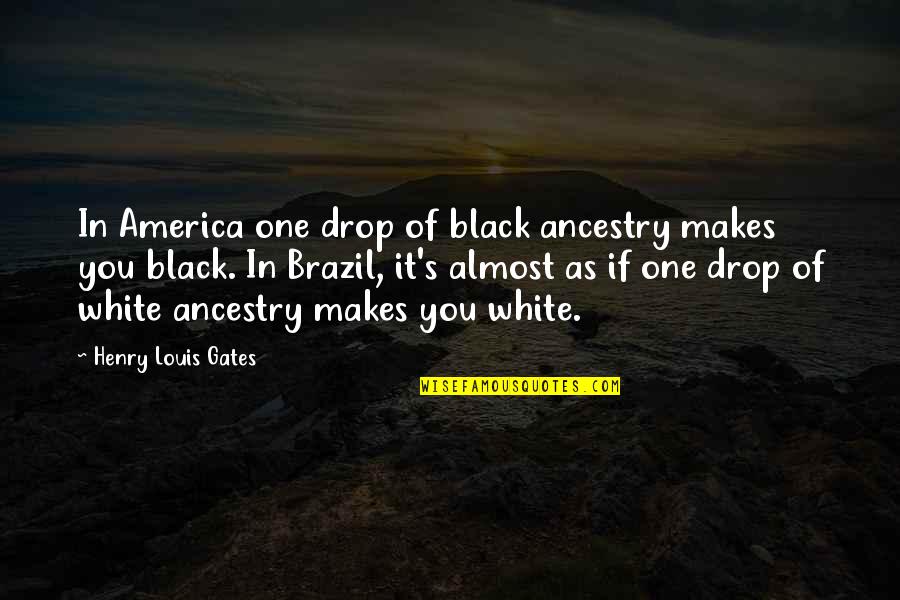 Brazil's Quotes By Henry Louis Gates: In America one drop of black ancestry makes