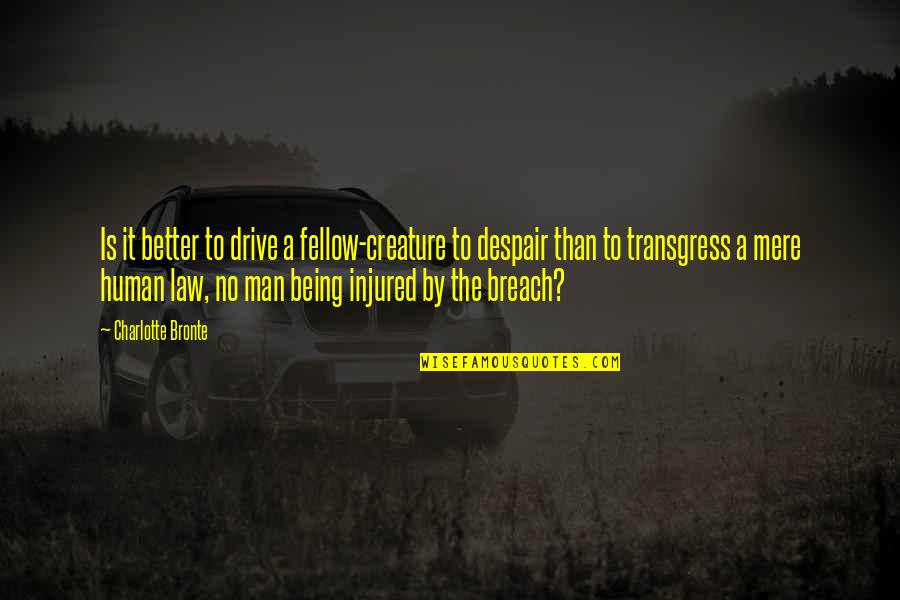 Breach Quotes By Charlotte Bronte: Is it better to drive a fellow-creature to