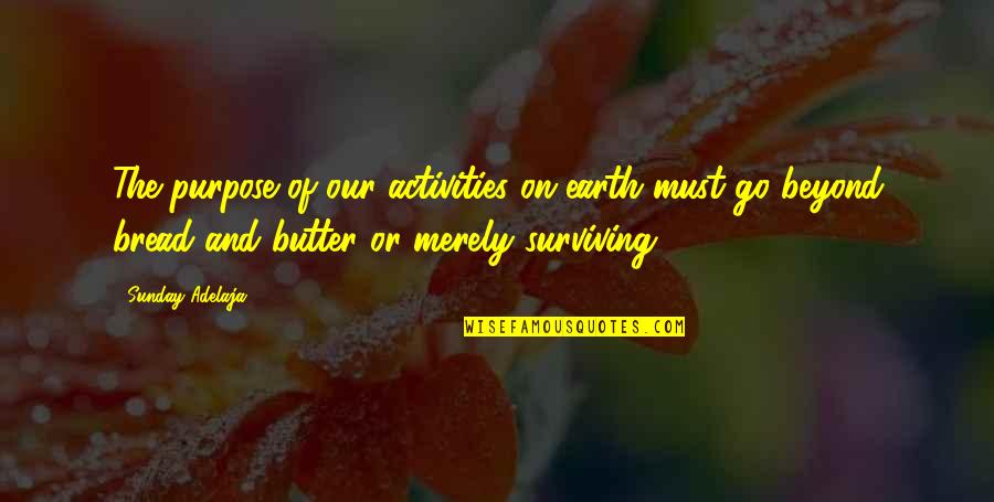 Bread Butter Quotes By Sunday Adelaja: The purpose of our activities on earth must